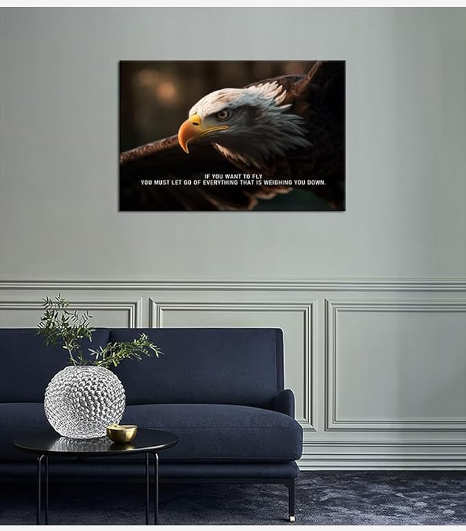 If You Want To Fly Inspirational Canvas Wall Art for Office Eagle Quotes Motivational Posters Picture Prints Modern Home Decor Painting Artwork Stretched and Framed Ready to Hang [24''W x 36''H] - Bloomnest