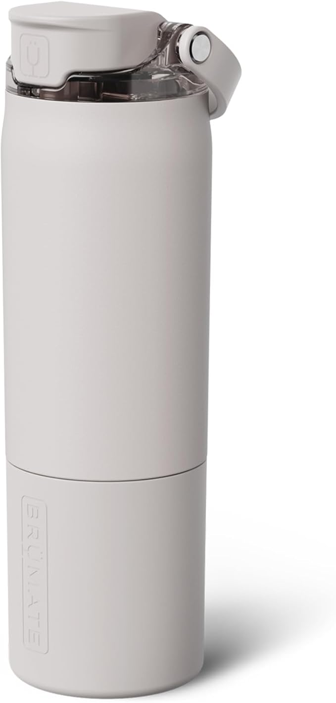 BrüMate Rise 25oz Water Bottle With 100% Leakproof Covered Silicone Straw | Insulated Stainless Steel Water Bottle | Cup-Holder Friendly | Fast Flow | Soft Sip Silicone Spout | BPA-Free (Dune) Br%C3%BCMate