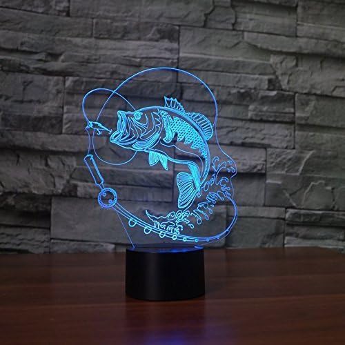 3D Fishing Fish Night Light Lamp Illusion Night Light 7 Color Changing Touch Switch Table Desk Decoration Lamps Gift Acrylic Flat ABS Base USB Cable Toy - Bloomnest