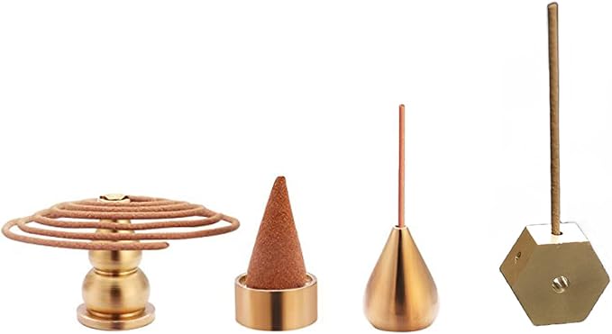 Brass Incense Burner, Incense Cone Holder, Coil Incense Holder, Incense Stick Holder, Hexagonal Shape Burner Plate Holder Censer, 4 Styles. - Bloomnest