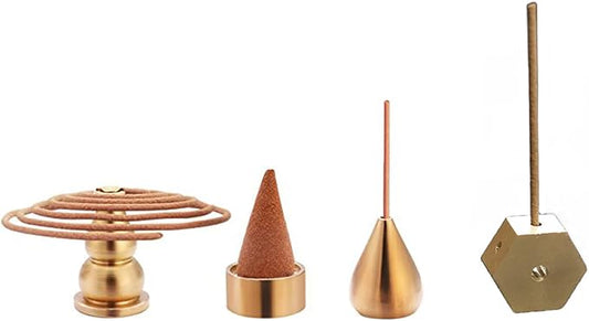 Brass Incense Burner, Incense Cone Holder, Coil Incense Holder, Incense Stick Holder, Hexagonal Shape Burner Plate Holder Censer, 4 Styles. - Bloomnest