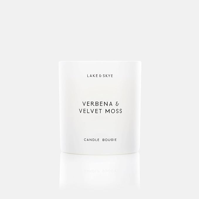 Lake & Skye Verbena & Velvet Moss Candle, (8 oz) 50 Hours of Burn Time, 100% Soy Wax, Vegan - Floral Green Scent with Spicy Twist - Bloomnest