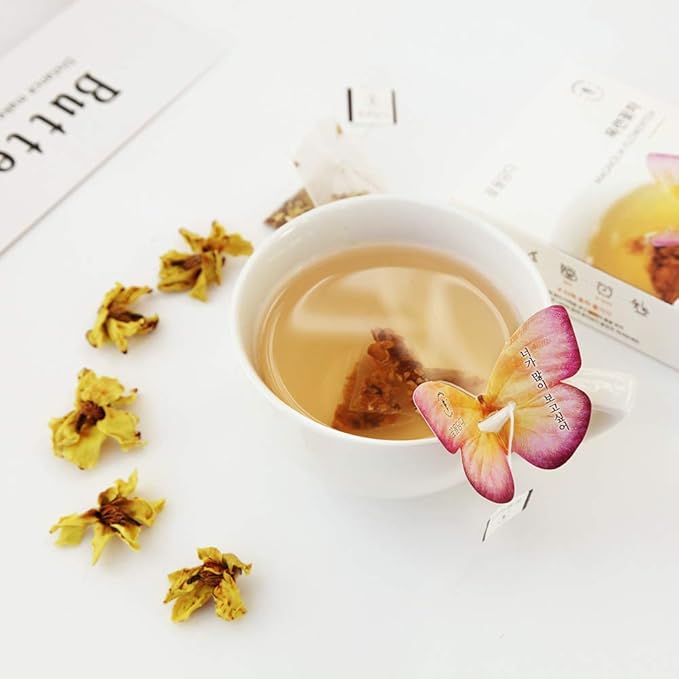 KKOKDAM Fancy Korean Tea Set Sampler – 3 Flavor Yellow Teas, Variety Pack with Butterfly Bags – Perfect and Elegant Korean Gift Box for Women- Perfect as Unique Tea Gifts or Gift Set for Women - Bloomnest