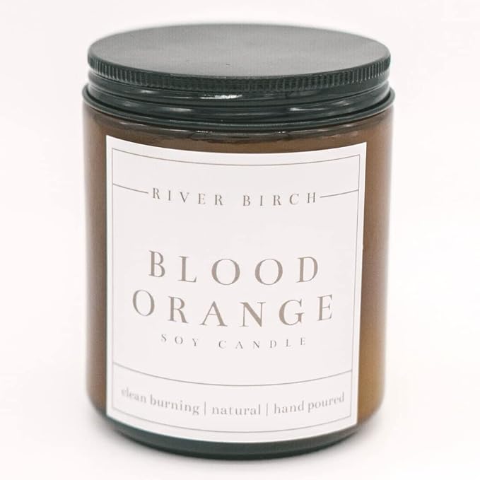 River Birch Candles Blood Orange Scented Candle | Premium, All-Natural, Non-Toxic, Soy Amber Jar Candles | 8.5oz 40 Hr Burn Time | Cozy Relaxing Gifts for Home - Bloomnest