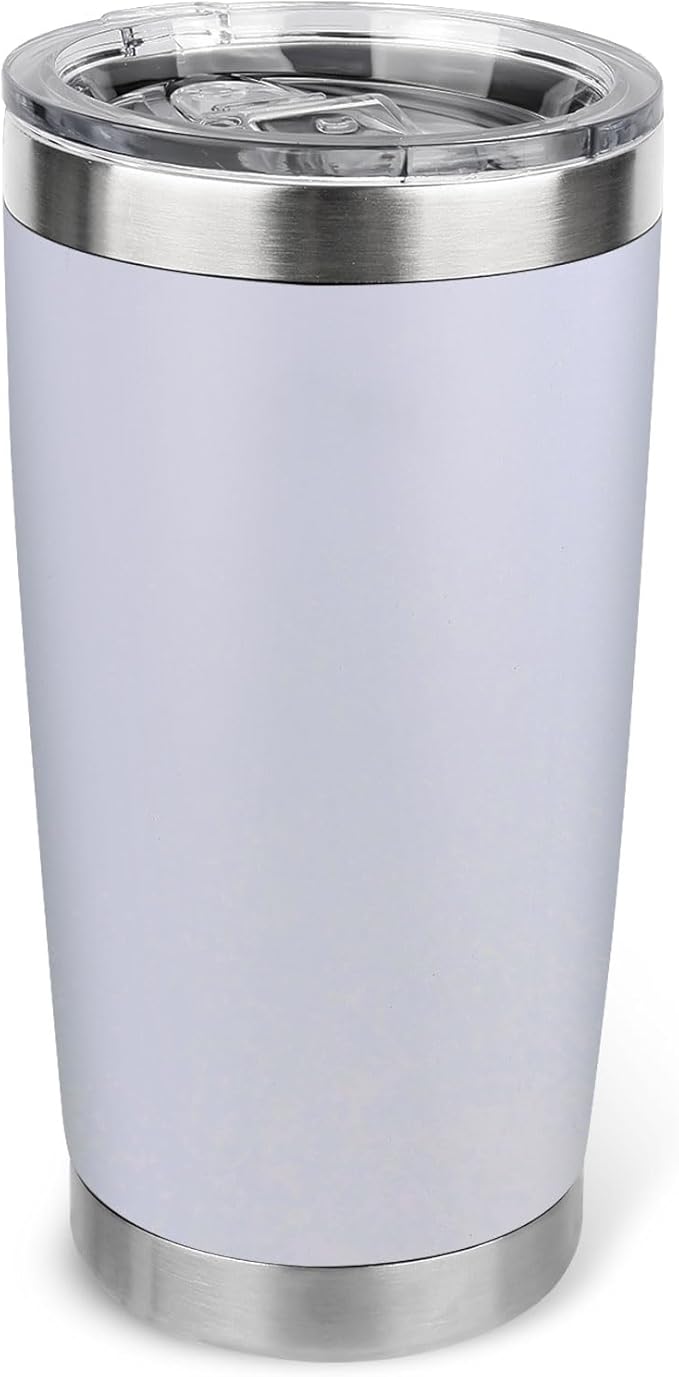 20oz Stainless Steel Tumbler with Lid, Travel Mug - Double Wall Vacuum Powder Coated Cup - White, 1 Pack - Bloomnest