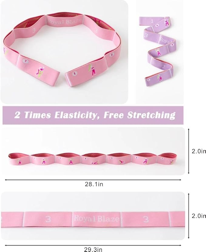 2 PCS Stretch Bands For Kids and Adults – Yoga Straps for Stretching with Multi- Loop – Workout Guide – Video For Exercise, Elastic Stretch Strap Pilates, Yoga, Dance, Gymnastics, Dance, Ballets Bands - Bloomnest