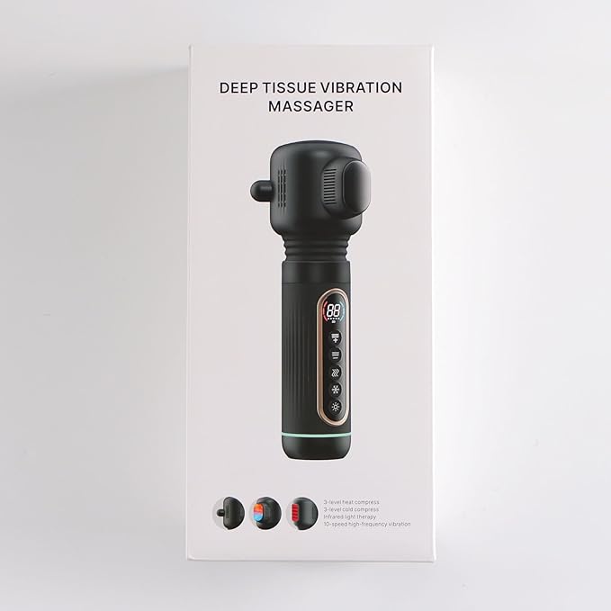 Handheld Vibrating Trigger Point Massage Tool - with Heat and Cold & Red Light - Deep Tissue Muscle Massager Gun for Full Body Pain Relief, Portable Fascial Massager -Gifts for Men & Women - Bloomnest