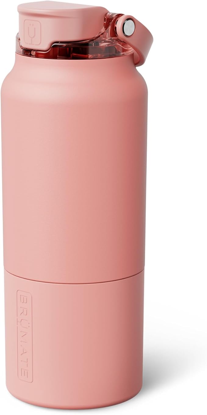 BrüMate Rise 35oz Water Bottle With 100% Leakproof Covered Silicone Straw | Insulated Stainless Steel Water Bottle With Removable Straw | Fast Flow | Soft Sip Silicone Spout | BPA-Free (Guava) Br%C3%BCMate