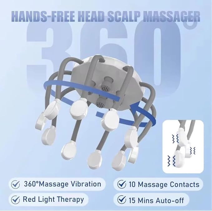 Head Massager for Migraine Relief with Music,The Vibra Calm,Headache Massager for Migraines with 20 Vibrating Points,Electric Head Massager Scalp,Scalp Massager Tool,Stress Relax(Orange,Upgraded) LNTVOM
