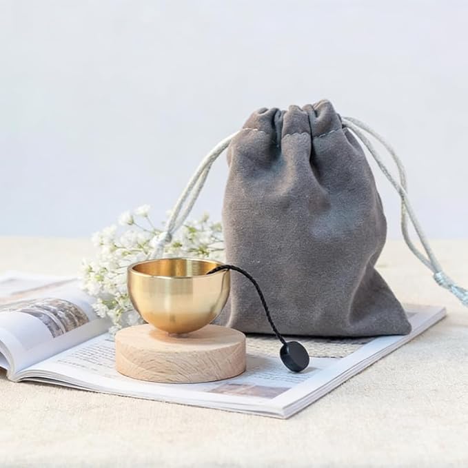 Mini Singing Bowl Set,Portable Brass Meditation Sound Bowl for Yoga,Chakra Healing,Stress Relief & Mindfulness,Self Regulation Tools,Handheld Singing Bowl,Unique Spiritual Gift for Women and Men - Bloomnest