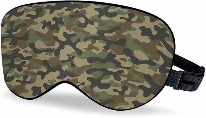 Camouflage Sleep Eye Mask Military Army Green Hunting Men Women Sleep Mask with Adjustable Strap Eye Cover Eye Shade for Travel, Nap,Meditation - Bloomnest