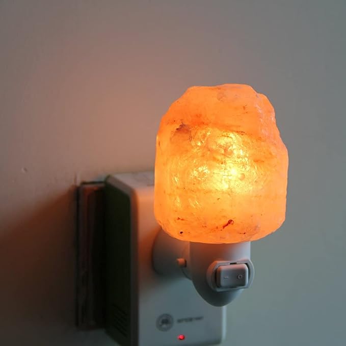 2 Pack Himalayan Natural Salt Lamp Night Light Plug in, Certificated 360 Degree Rotatable Wall Plug with Extra 4 Replacement Bulbs for Bathroom Bedroom, Pink Crystal Rock Salt Hand Crafted - Bloomnest