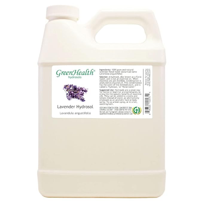 GreenHealth Hydrosol (Floral Water) - 32 fl oz Plastic Jug w/Cap - 100% Pure (NOT Oil) (Lavender) - Bloomnest