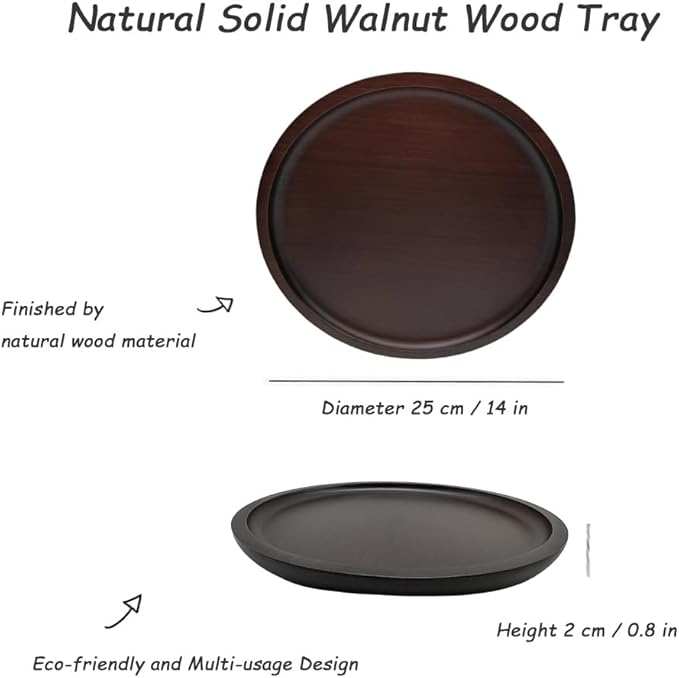 Wood Vanity Tray, Bathroom Counter Solid Walnut Organizer, Toilet Tank Top Wooden Serving Plate for Dinner Tea Coffee (Natural Walnut Color, 9.8 x 9.8 inch) - Bloomnest