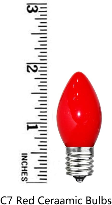 GOOTHY 25 Pack C7 Red Christmas Light Bulbs, C7 Incandescent Christmas Replacement Light Bulbs for Outdoor Indoor String Lights, C7/E12 Candelabra Base Candles Salt Lamp Bulb, 5 Watt Night Light Bulbs - Bloomnest