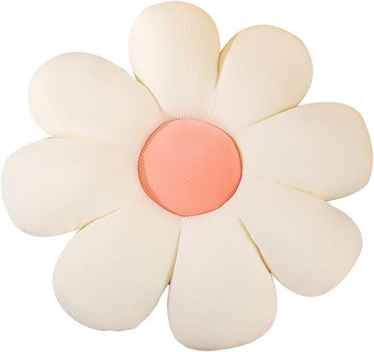 Flower Pillow, Flower Shaped Throw Pillow Floor Pillow Soft Seating Cushion Room Decor Plush Pillow for Bedroom, Sofa, Bed, Reading (21 inch, White) - Bloomnest