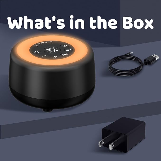 Sleepbox Sound White Noise Machine with 25 Soothing Sounds 10 Colors Warm Night Light 4 Brightness Levels 32 Volume Levels 5 Timer and Memory Function Perfect for Kids Adults Seniors Sleeping Black - Bloomnest
