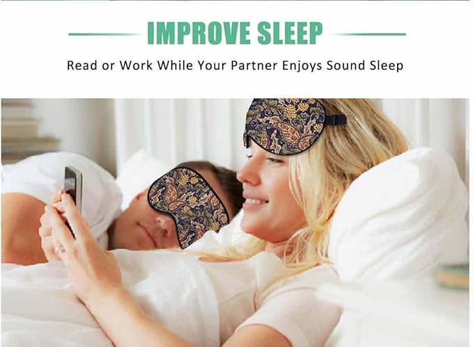 Flowers Sleep Eye Mask Vintage Decorative Floral Leaves Men Women Sleep Mask with Adjustable Strap Eye Cover Eye Shade for Travel, Nap,Meditation - Bloomnest