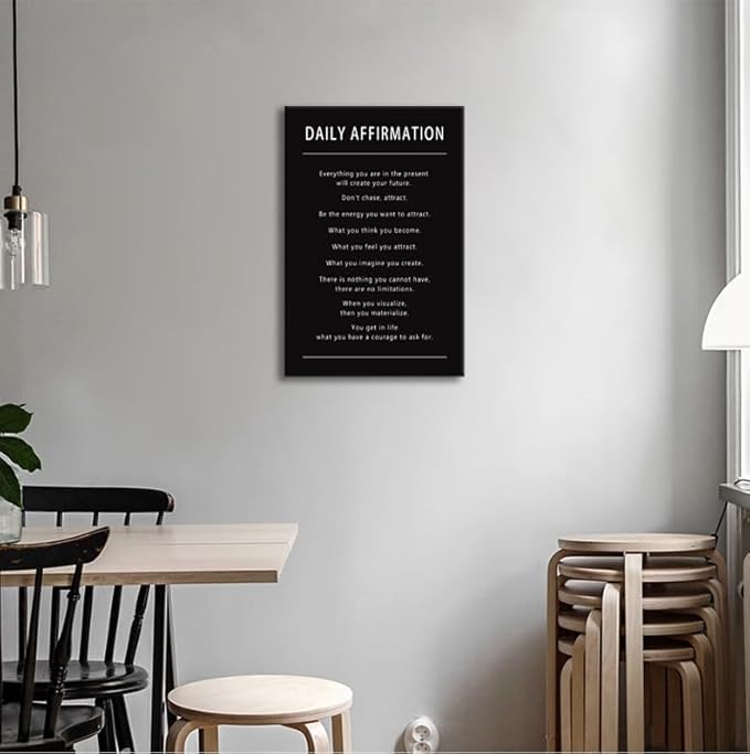 Inspirational Canvas Wall Art Daily Affirmation Inspiring Posters Motivational Office Framed Artwork Print for Living Room Bedroom Home Wall Decor Framed and Stretched Ready to Hang[12''W x 18''H] - Bloomnest