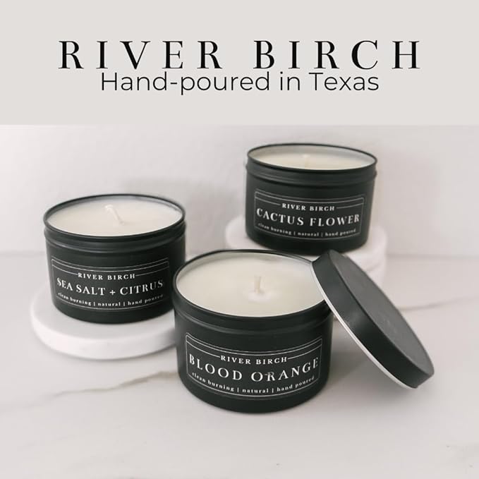 River Birch Candles Patchouli Mandarin Scented Candle | Premium, All-Natural, Non-Toxic, Soy Candles | 8 oz. Black Matte Tin Travel Candle | Cozy Relaxing Gifts for Home - Bloomnest
