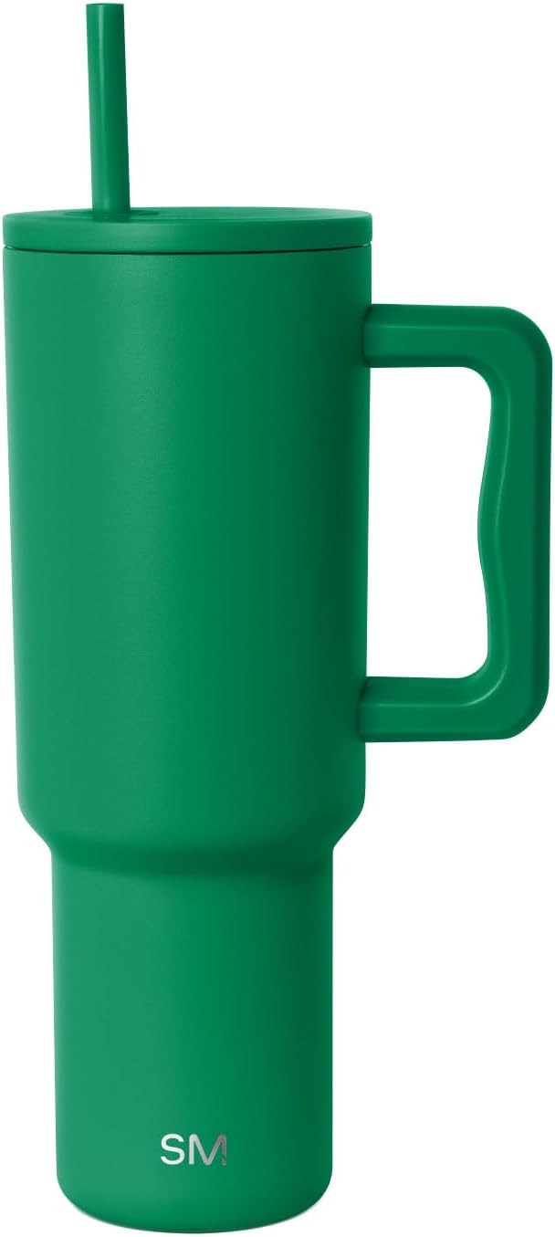 Simple Modern 40 oz Trek Tumbler with Handle and Straw Lid | Cup Holder Friendly Insulated Stainless Steel Travel Mug | Kelly Green SimpleModern