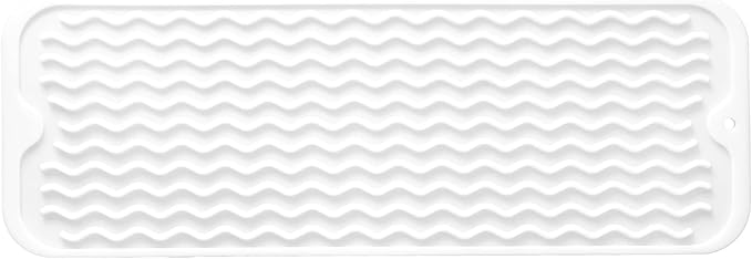 Silicone Dish Drying Mat for Multiple Usage,Easy clean,Eco-friendly,Heat-resistant Silicone Mat for Kitchen Counter,Sink,Bar,Bottle,or Cup White M 17 inches x 6 inches - Bloomnest