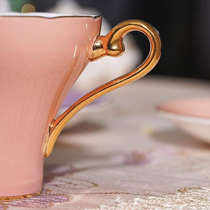 Aynsley Handpainting Colored Glaze Lily of the Valley Corset Fine Bone China English Tea Cup and Saucer Set, 6.1 oz (Orange) - Bloomnest
