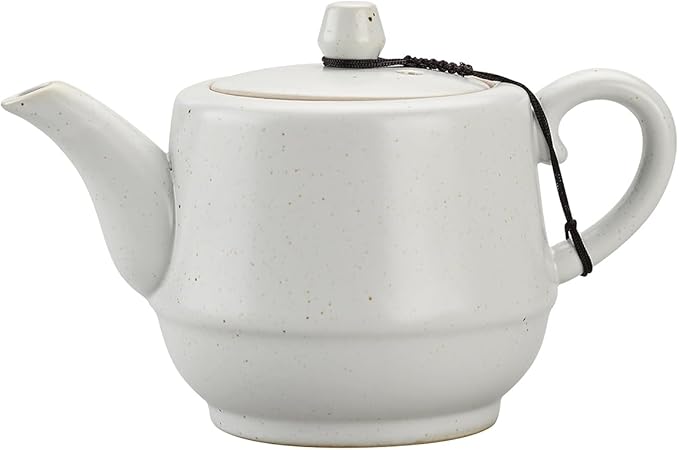 Rural Style Ceramic Teapot with Stainless Steel Infuser 16 Ounces Porcelain Blooming & Loose Leaf Teapot (White)