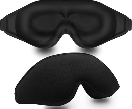 Sleep Mask, 3D Deep Contoured Eye Covers for Sleeping, 99% Block Out Light Eye Mask, Zero Pressure Cup Blindfold for Men Women, with Adjustable Strap for Sleeping, Yoga, Traveling (Black) - Bloomnest
