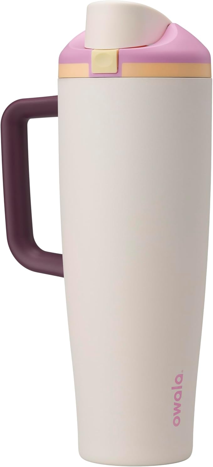 Owala FreeSip Tumbler Insulated Stainless Steel Water Bottle with Built-in Straw and Side Handle, For Travel, Work, School, and Sports, 40oz, BPA Free, Leak Proof, Deaybreak Owala