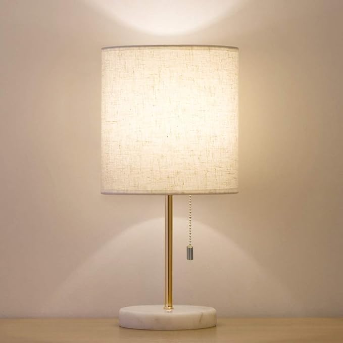 HAITRAL Bedside Table Lamp - Small Nightstand Lamp with Marble Base, Lamp for Bedroom, Office, Girls Room - Gold - Bloomnest