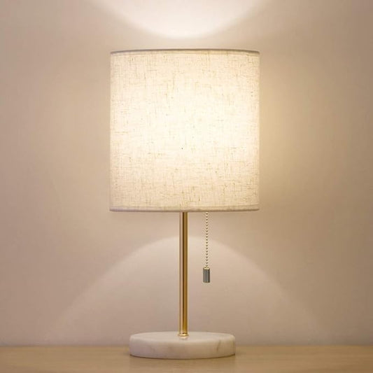HAITRAL Bedside Table Lamp - Small Nightstand Lamp with Marble Base, Lamp for Bedroom, Office, Girls Room - Gold - Bloomnest