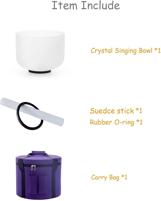 Hye-eun 8inch 432hz C Note Crystal Singing Bowl Root Chakra Sound Bowl with Carrying Case for Yoga Sound Healing Bath Musical - Bloomnest