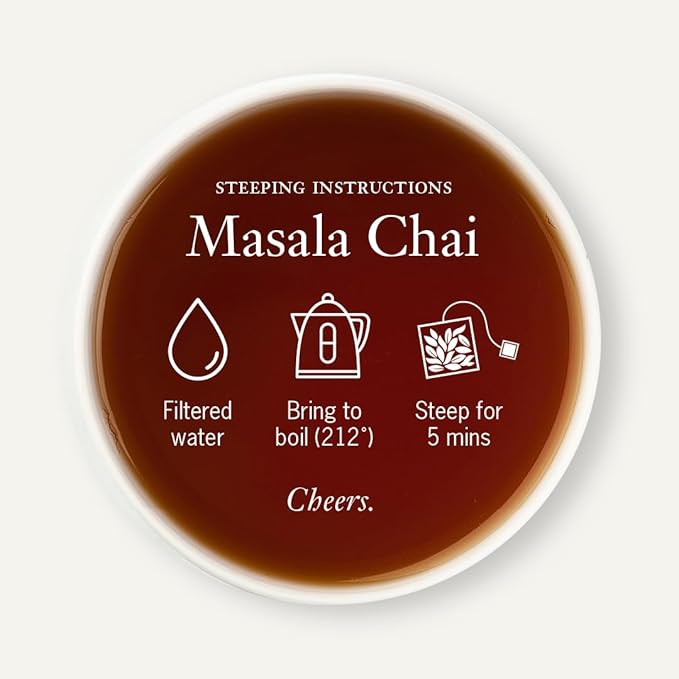 Steven Smith Teamaker Masala Chai No. 33, Caffeinated, Sugar-Free, Spiced, Full Leaf Black Assam Tea Blend, Tea Bags 15 Sachets, 1.8oz each - Bloomnest