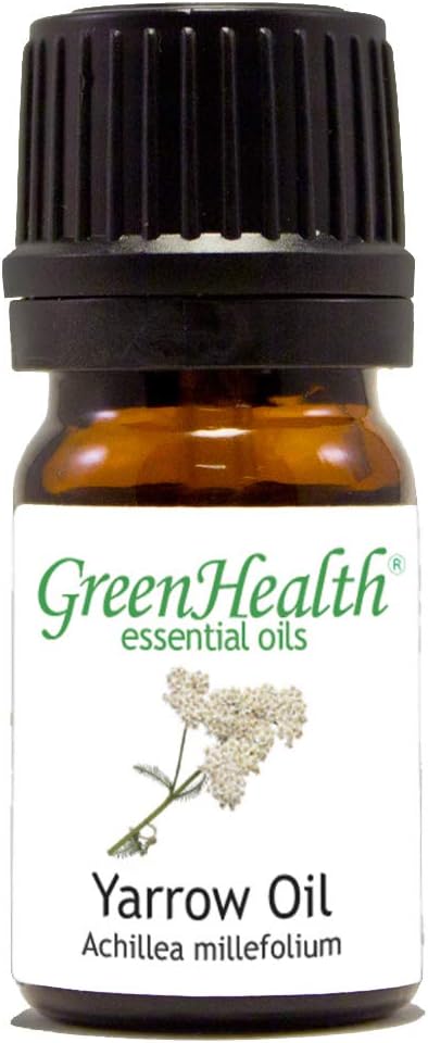 Yarrow (Blue) Essential Oil – 5 ml – 100% Pure & Natural – Therapeutic Grade – Achillea millefolium – Calming & Skin-Soothing – Amber Glass Bottle with Euro Dropper – GreenHealth Greenals
