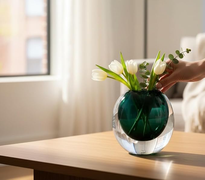 Green Glass Vase, DIY Empty Reed Diffuser Bottle for Essential Oils, 200mL, Aromatherapy, Modern Home Decor Bloomnest