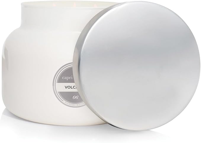 Capri Blue Volcano Scented Candles - Luxury Three Wick Candles for Home Scented with Tropical Fruit & Sugared Citrus - Soy Wax Blend - Large White Color (28 oz) - Bloomnest