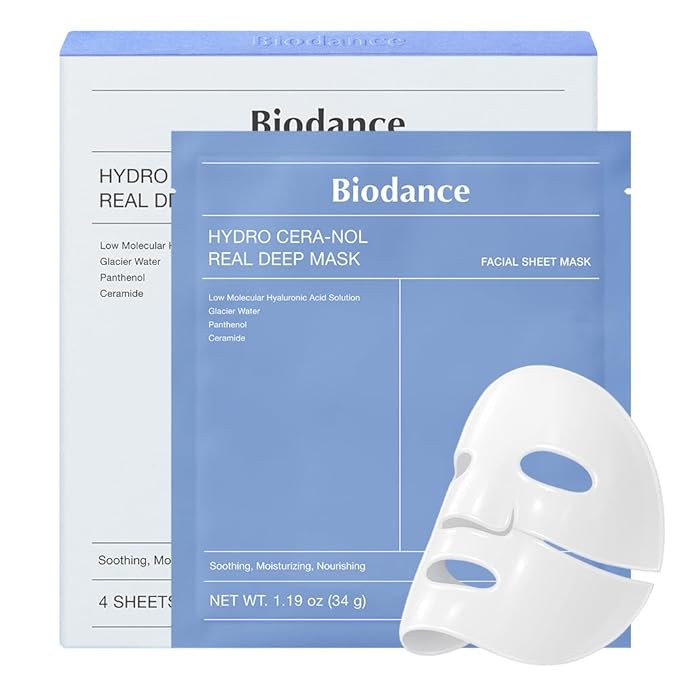 BIODANCE Hydro Cera-nol Real Deep Mask, Hydrating Overnight Hydrogel Mask, Moisturizing, Redness Reducing, Quick Soothing, Korean Skin Care, Valentines Day Gifts for Her |1.19oz(34g) x4ea - Bloomnest