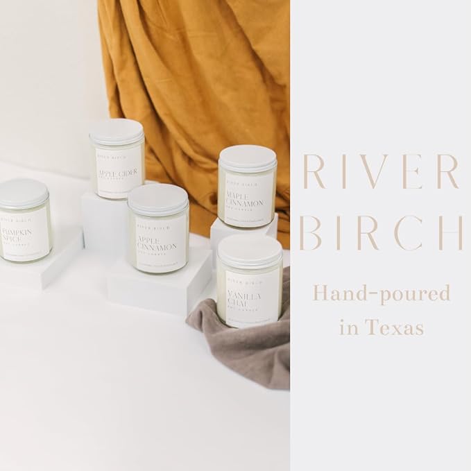 River Birch Candles Leather Scented Candle | Premium, All-Natural, Non-Toxic, Soy Amber Jar Candles | 8.5oz 40 Hr Burn Time | Cozy Relaxing Gifts for Home - Bloomnest