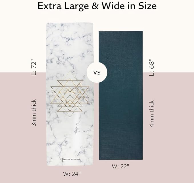 Shakti Warrior Suede yoga mat - Premium Printed Natural Eco-friendly Non-Slip Mat Great for Hot Yoga, Pilates, Workouts (72 inch x 24 inch x 3mm thick) - Bloomnest