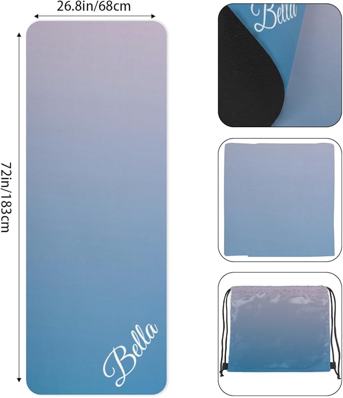 Custom Name Yoga Mat,Personalized Travel Yoga Exercise Mat,Non Slip,Perfect for Kids & Adults,Gradient Color E Series - Bloomnest