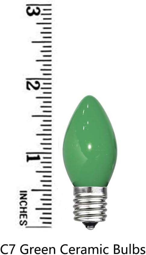 GOOTHY 25 Pack C7 Green Christmas Light Bulbs, C7 Incandescent Christmas Replacement Light Bulbs for Outdoor String Lights, C7/E12 Candelabra Base Candles Salt Lamp Bulb, 5 Watt Night Light Bulbs - Bloomnest