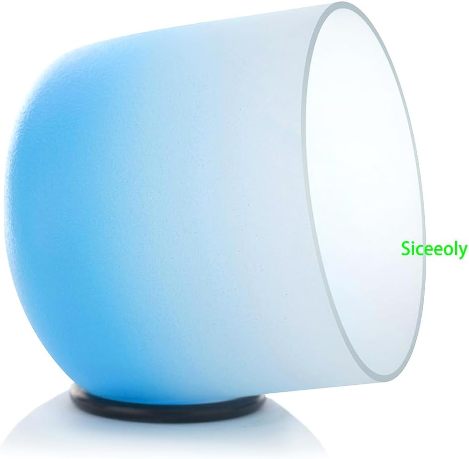 7" G Note 432HZ Azure Blue Color Crystal Singing Bowl Frosted Quartz Root Base Chakra Meditation Sound Healing with Durable Carrying Case Suede Striker O-ring