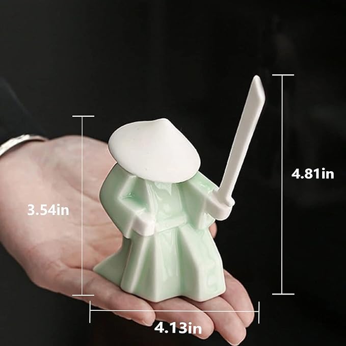 LYART Tea Pet Warrior Statue Figurine Tea Ornament Accessories Cute Kung Fu Tea Ceramic Sculpture Decoration Gift for Tearoom Home Office Children's Day Gift for Tea Lover 1pcs(Green) - Bloomnest