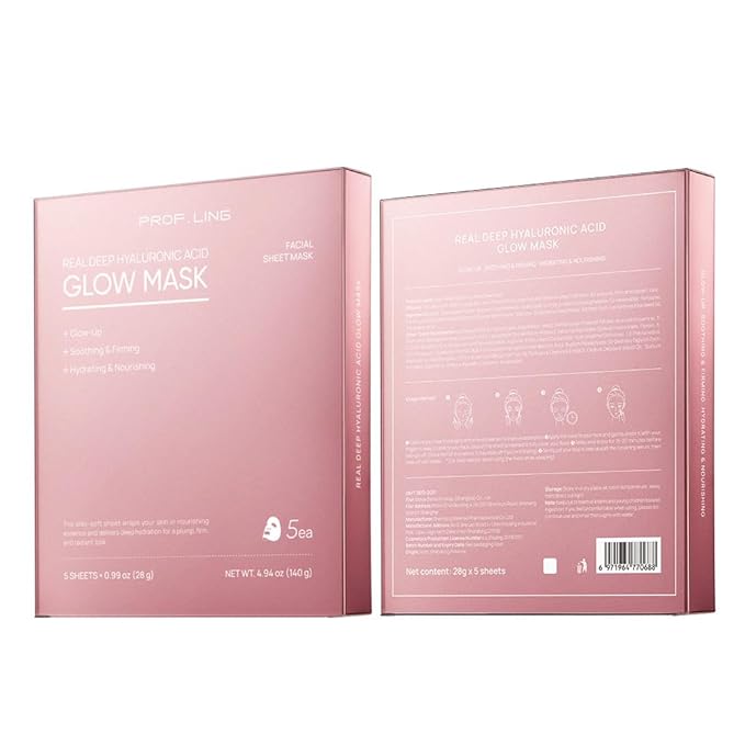 REAL DEEP HYALURONIC ACID GLOW MASK - Hydrating & Brightening Face Mask for Dry/Combination Dry Skin, Reduces Dullness & Fatigue, Camellia Fabric, 24H Moisturization - Bloomnest