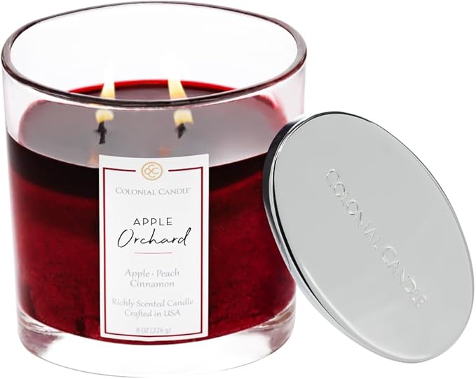 Colonial Candle Apple Orchard Scented Candle Jar, Highly Fragranced Candles for Home Scented, Mottled Wax Candle, 2 Wick, 8 oz - Made in The USA - Bloomnest