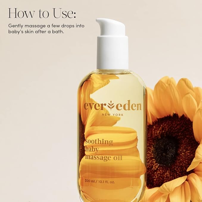 Evereden Soothing Baby Massage Oil 10.1 fl oz. | Clean Baby Care | Non-toxic and Fragrance Free | Clean Ingredients - Bloomnest