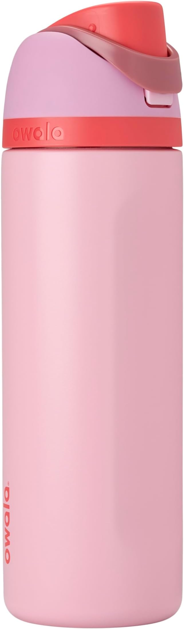 Owala FreeSip Insulated Stainless Steel Water Bottle with Straw for Sports and Travel, BPA-Free Sports Water Bottle, 24 oz, Pink, Angel Food Cake Owala