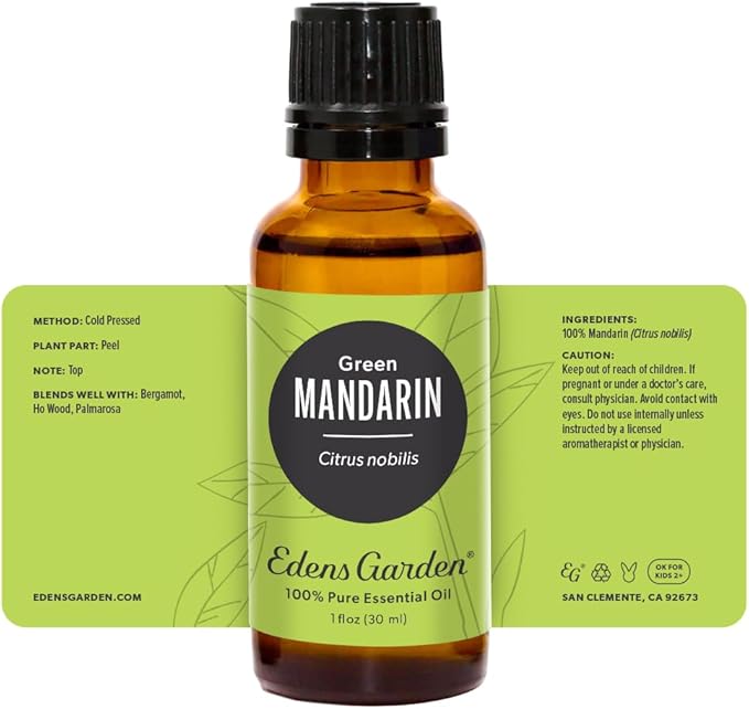 Edens Garden Mandarin- Green Essential Oil- 100% Pure Premium Grade, Undiluted, Natural, Therapeutic, Aromatherapy, The Best for Diffuser, Candle, Humidifiers, Kid Safe 30 ml (1 fl oz) EdensGarden