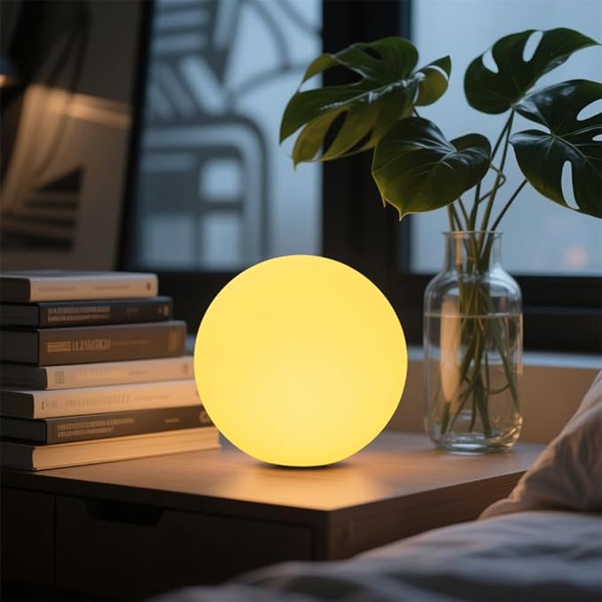6-in Cordless LED Globe Orb Light for Kids, RGB Color Changing Orb Night Light Mood Lamp w/Remote, Rechargeable LED Ball Night Light Sphere Bedside Lamp, Ideal for Home Garden Patio Party Bar Decors - Bloomnest